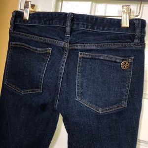 Tory Burch Super Skinny Jeans with gold logo